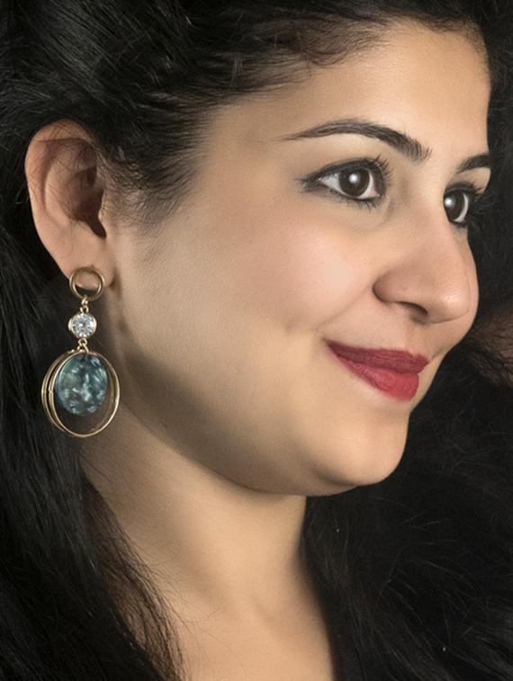green gold plated drop earring - 16607258 - Standard Image - 2