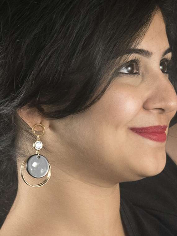 black gold plated drop earring - 16607259 -  Standard Image - 2