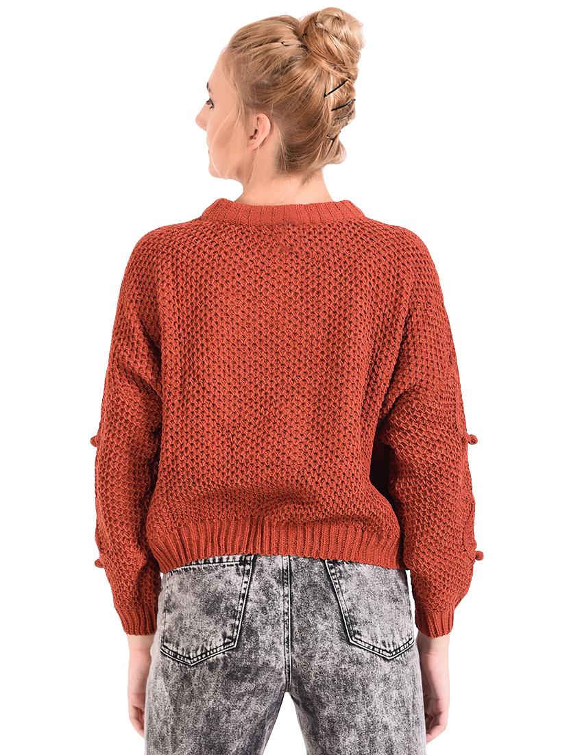 crew neck pom pom embellished pullover - 16608696 - Standard Image - 2