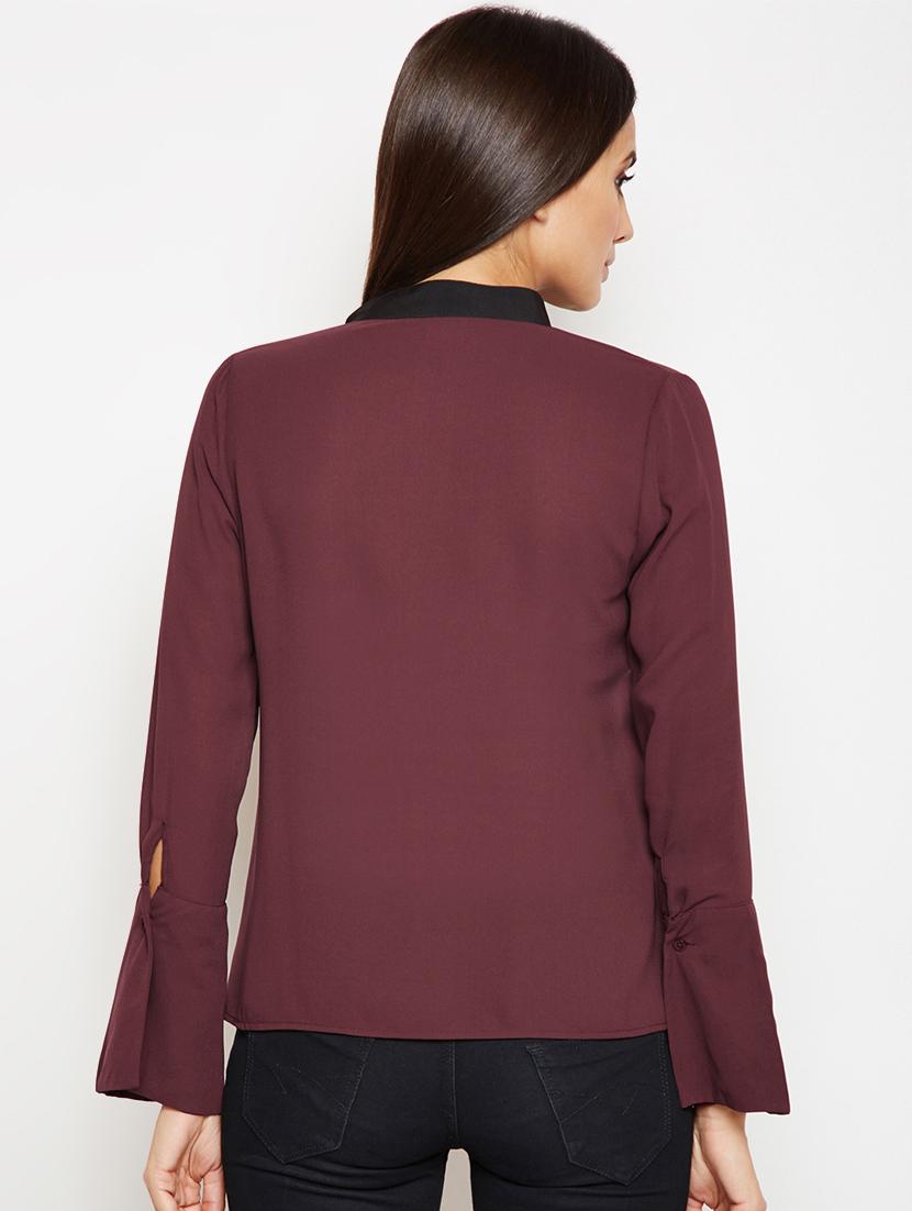 choker neck bell sleeved top - 16611965 - Standard Image - 2