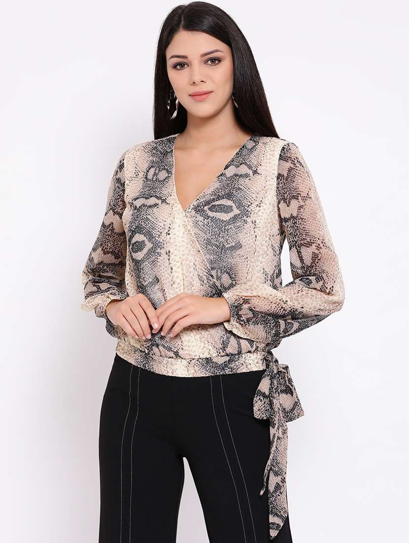 women's wrap v neck top