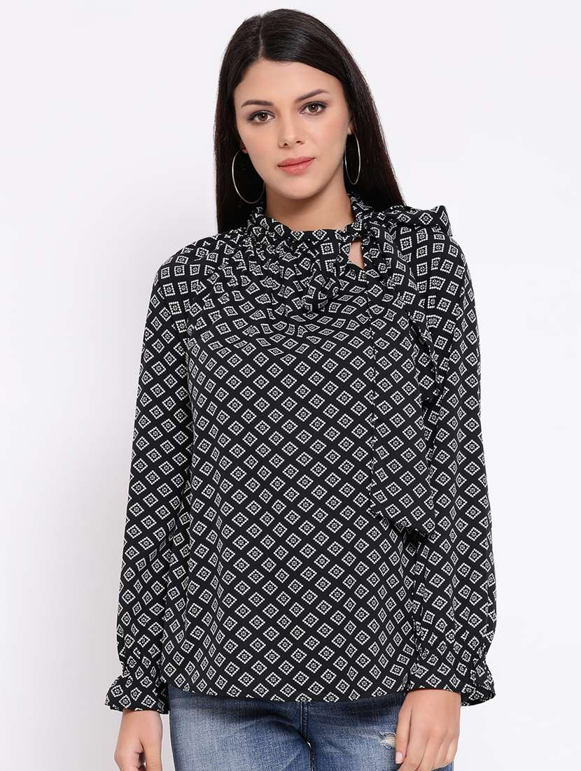 women's straight tie-up neck top