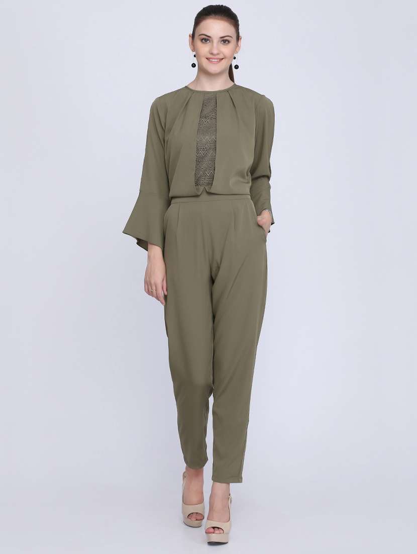 slit sleeved full leg jumpsuit