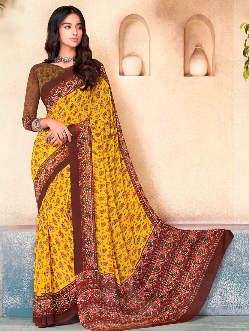 floral printed saree with blouse