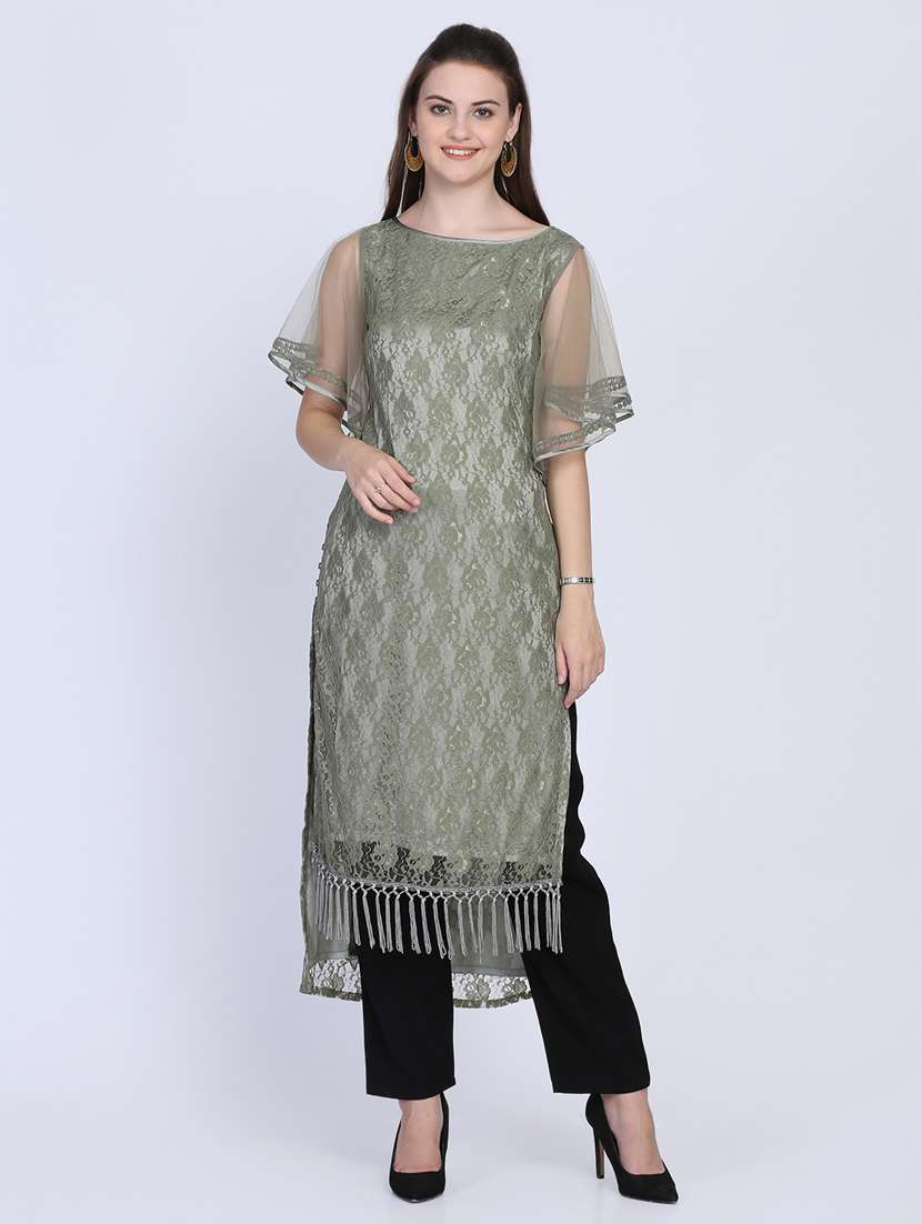 tassels detail high low kurta