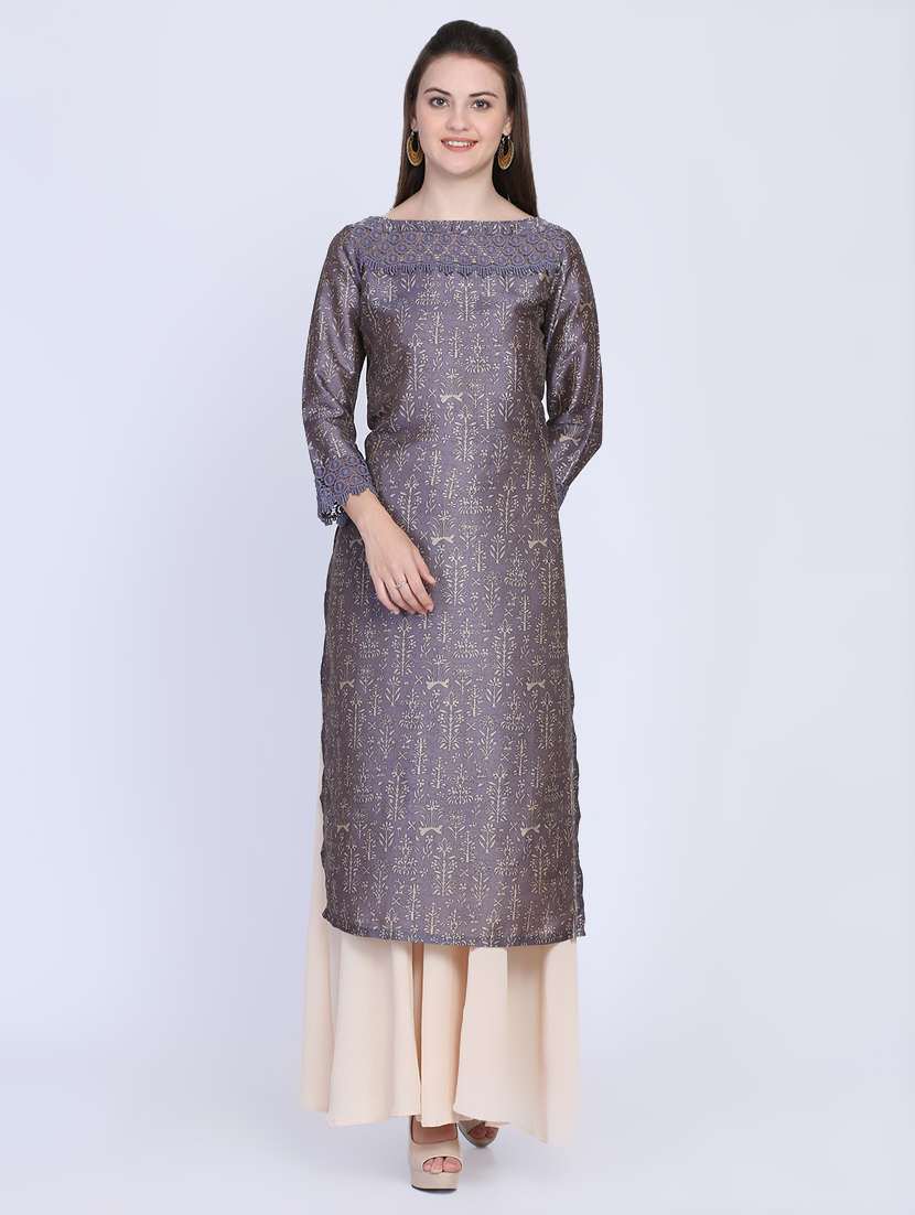lace detail straight kurta