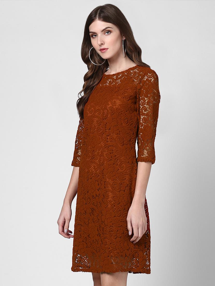 round neck laced sheath dress - 16616437 - Standard Image - 2