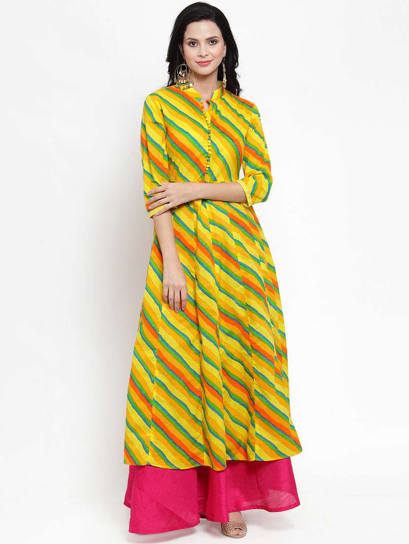 leheriya print anarkali kurta