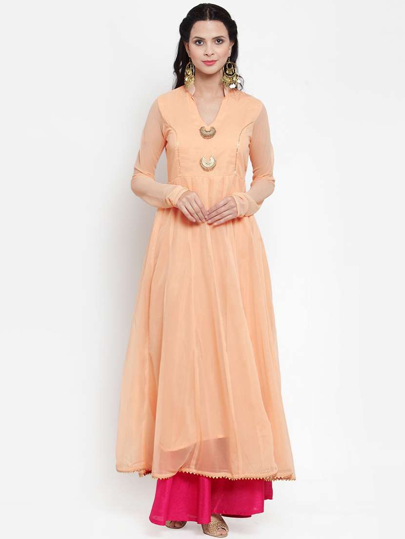 gota work solid anarkali kurta