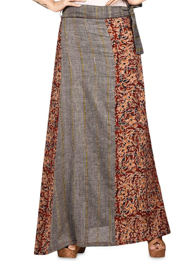 tie knot flared wrap skirt