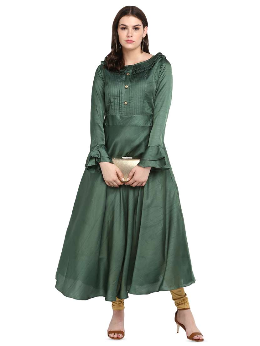 pleated yoke flared kurta  
