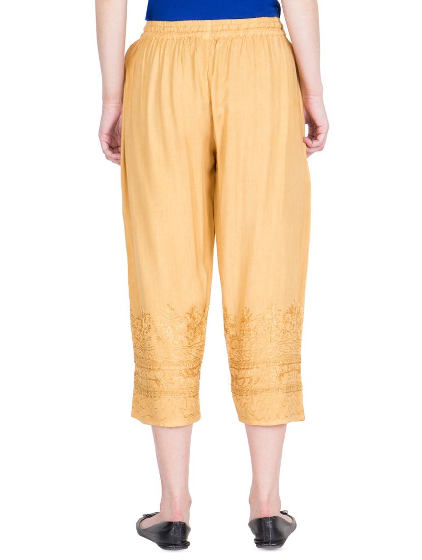 beige rayon straight tapered pant - 16618568 - Standard Image - 2