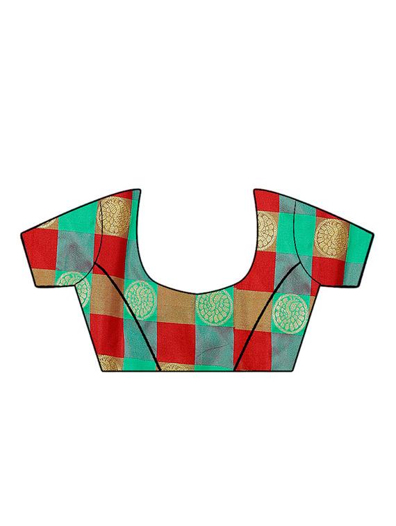 checkered banarasi saree with blouse - 16618744 - Standard Image - 2