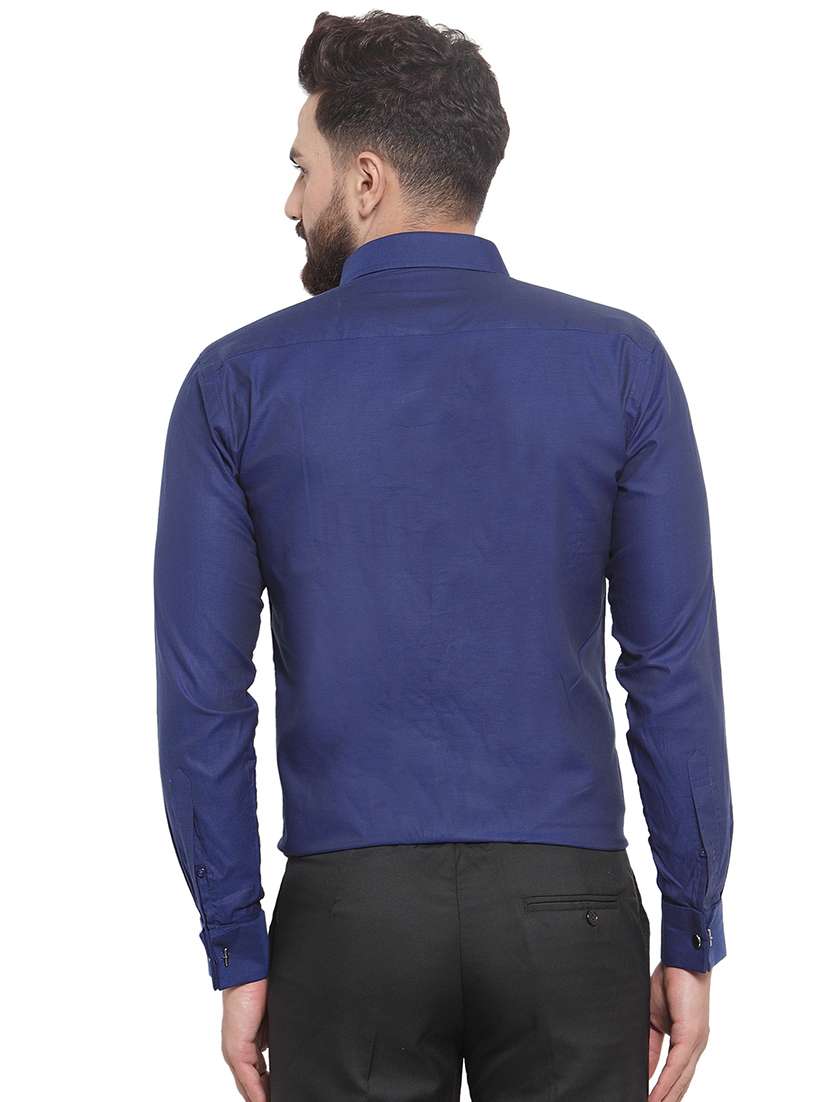 navy blue solid formal shirt - 16622818 -  Standard Image - 2