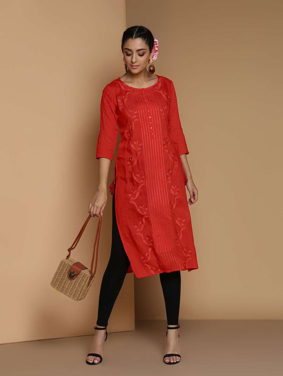embroidered straight kurta