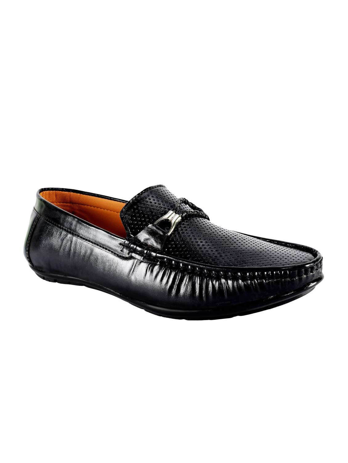 black leatherette slip on loafers