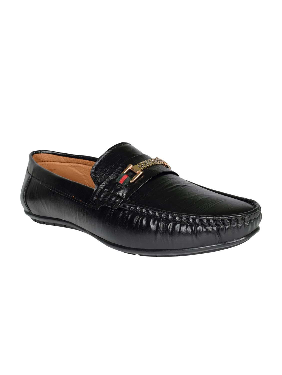 black leatherette slip on loafers
