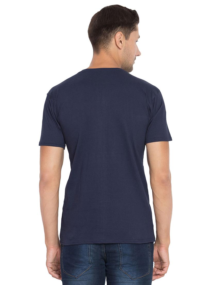 navy blue chest print t-shirt - 16634035 - Standard Image - 2
