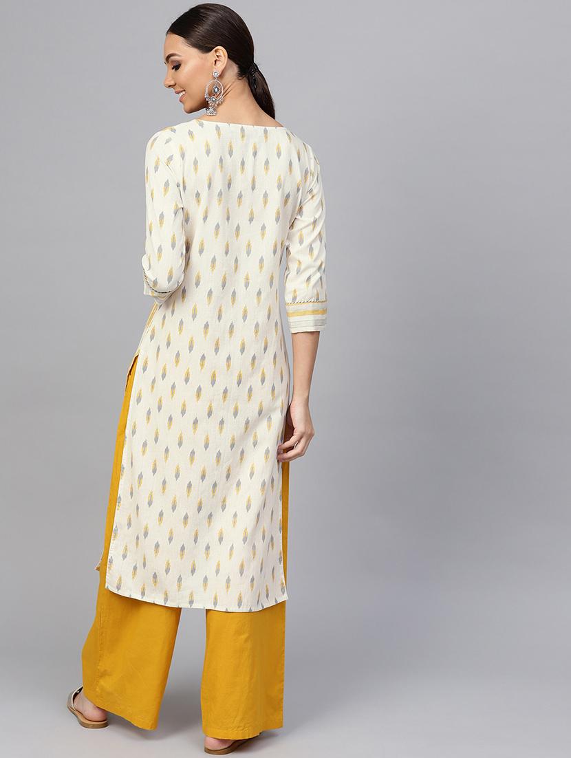 ikat print straight kurta - 16634735 - Standard Image - 2