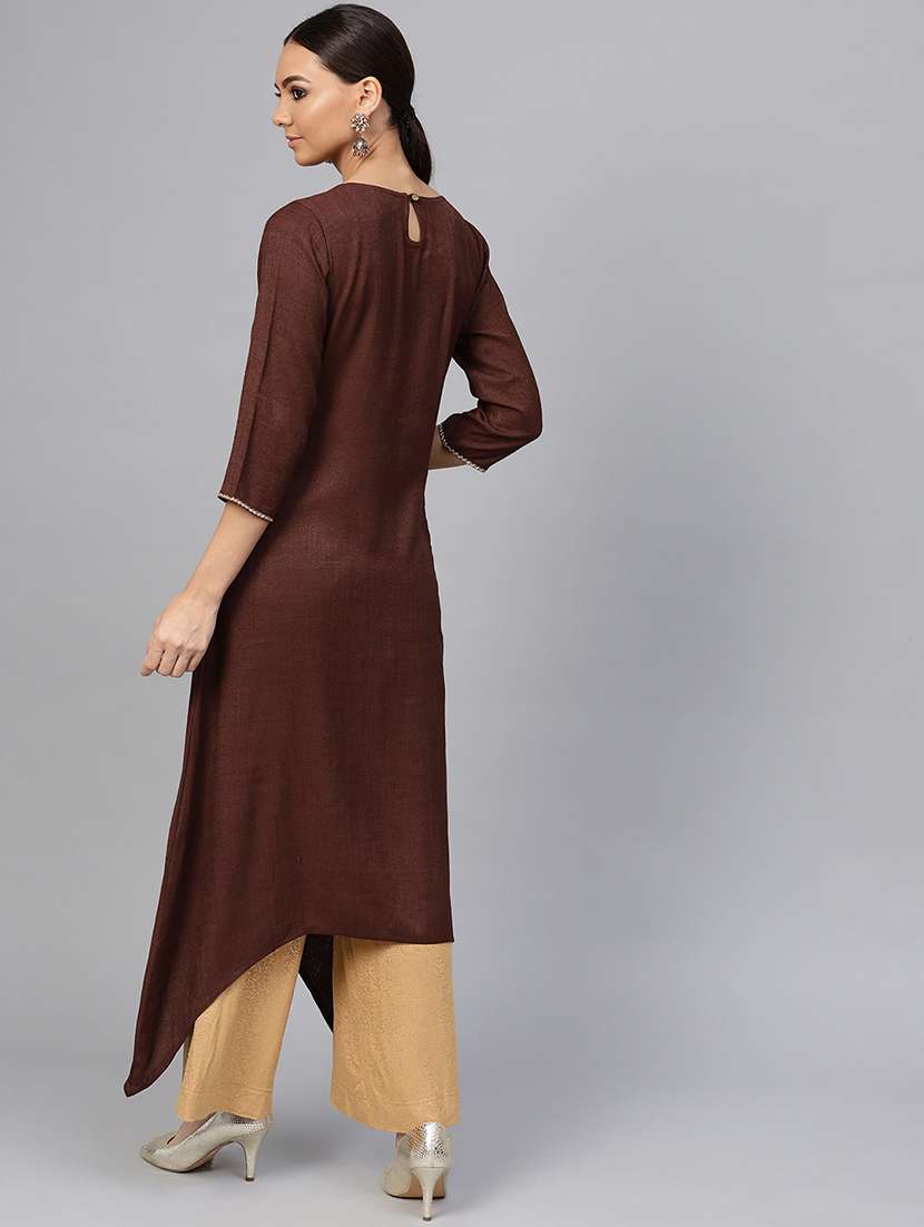 embroidered asymmetric kurta - 16634742 -  Standard Image - 2