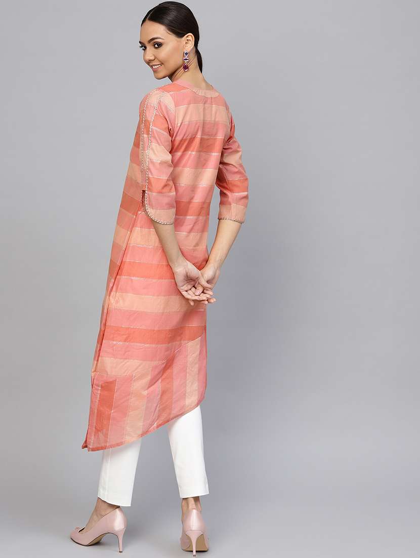 striped asymmetric kurta - 16634753 -  Standard Image - 2