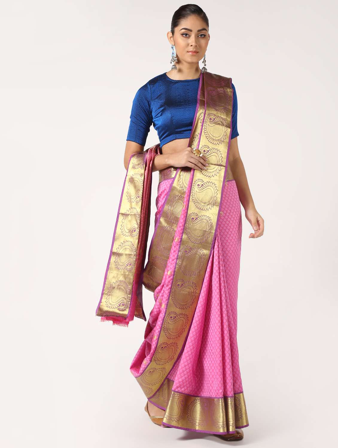zari work kanjivaram saree with blouse