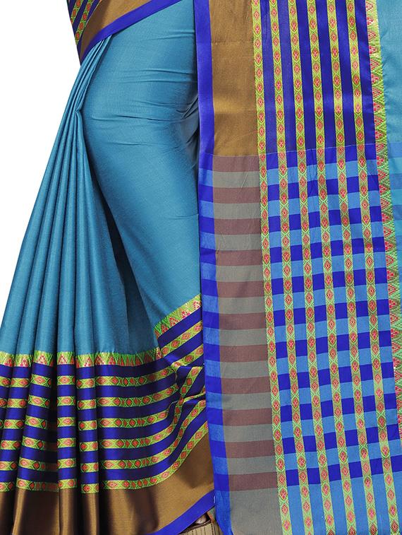 solid printed saree with blouse - 16637761 - Standard Image - 2