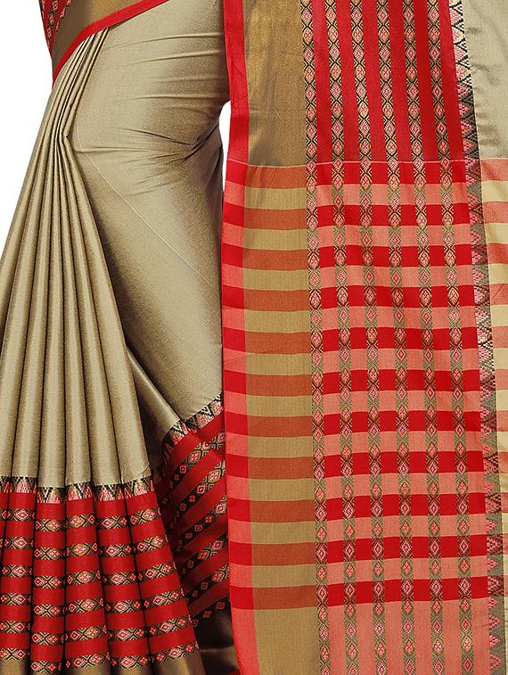 solid printed saree with blouse - 16637763 - Standard Image - 2