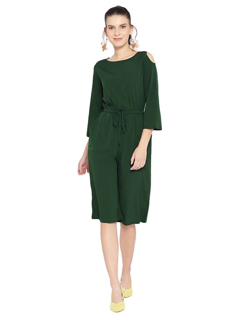 tie front cold shoulder jumpsuit 