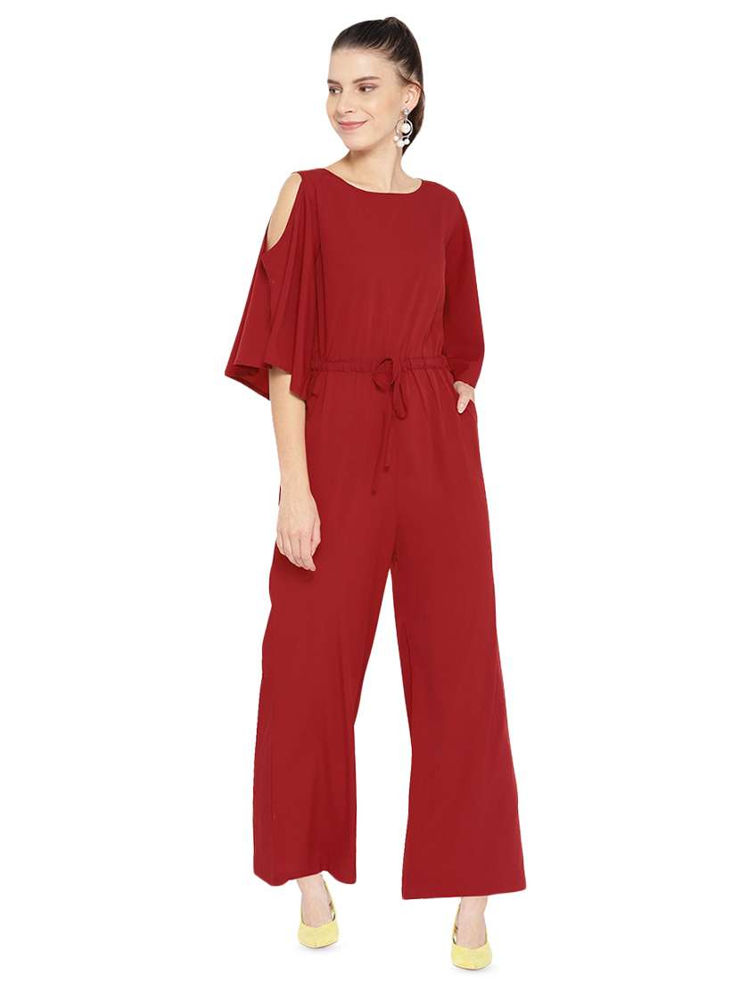 cold shoulder tie front jumpsuit 