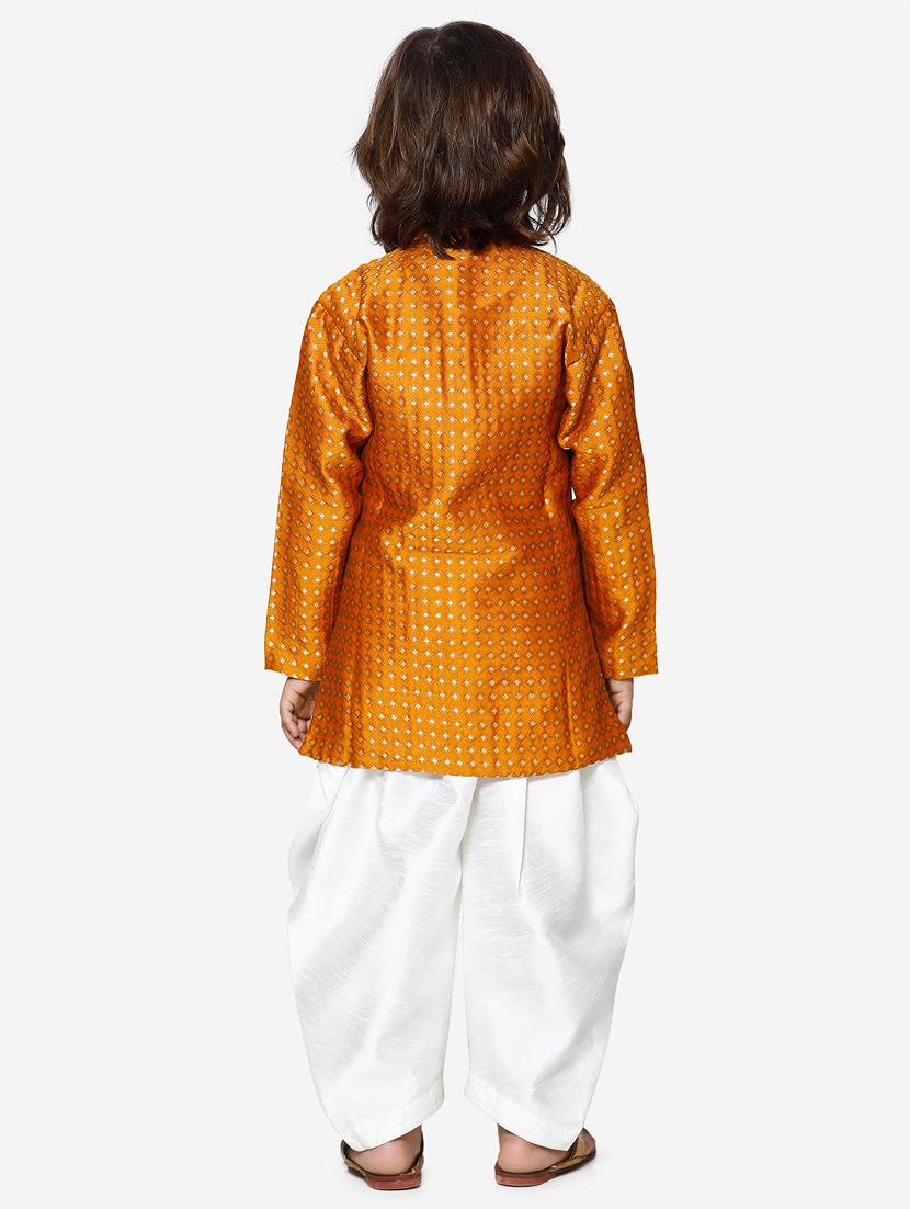 orange jute kurta and dhoti set - 16638544 - Standard Image - 2