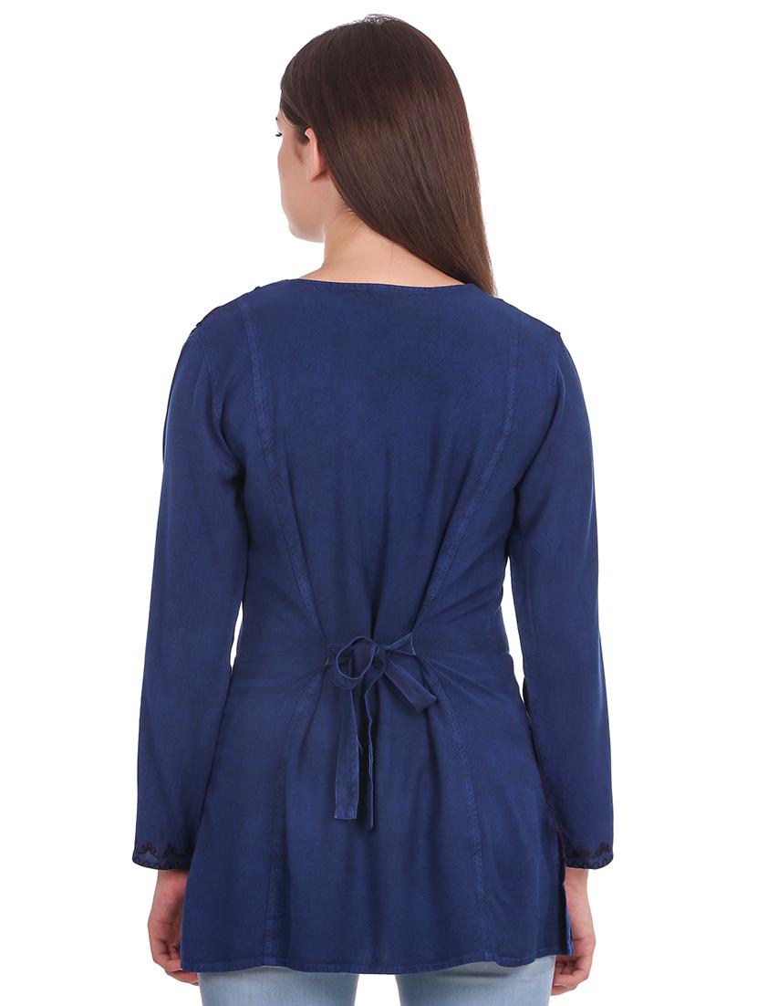 tie back embroidered tunic - 16640206 - Standard Image - 2