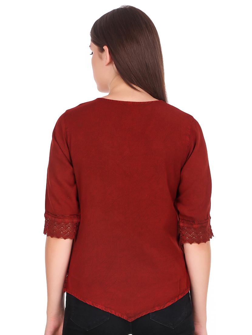 lace detail tie & dye top - 16640208 - Standard Image - 2