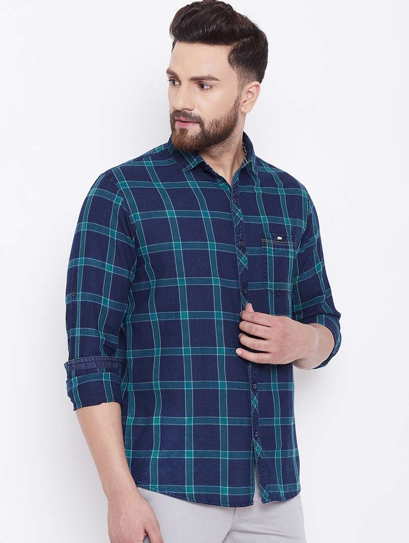 green checkered casual shirt - 16640428 - Standard Image - 2