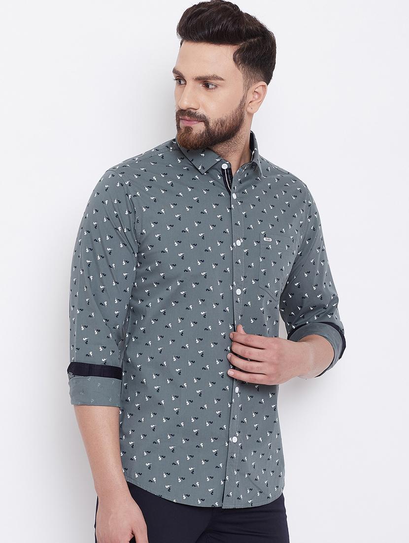 grey printed casual shirt - 16640431 - Standard Image - 2