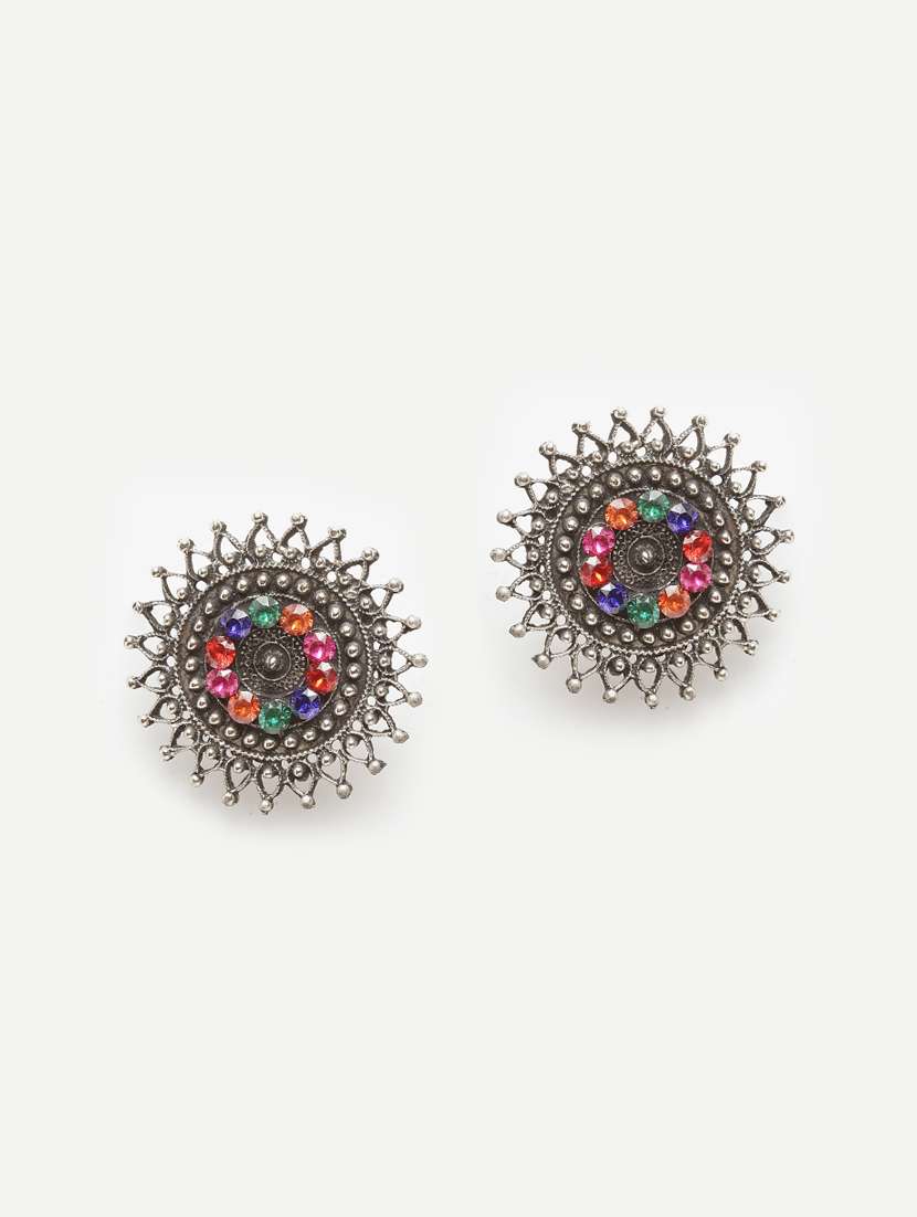 multi colored metal studs earring