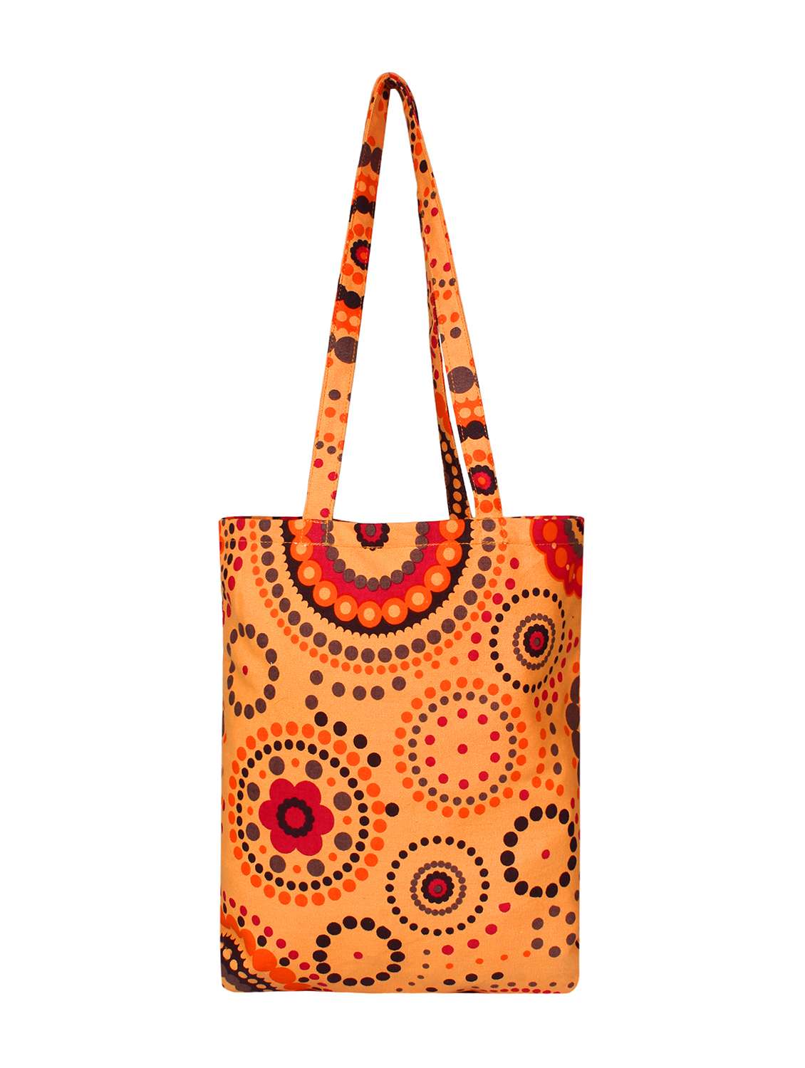 orange canvas printed shopping bag