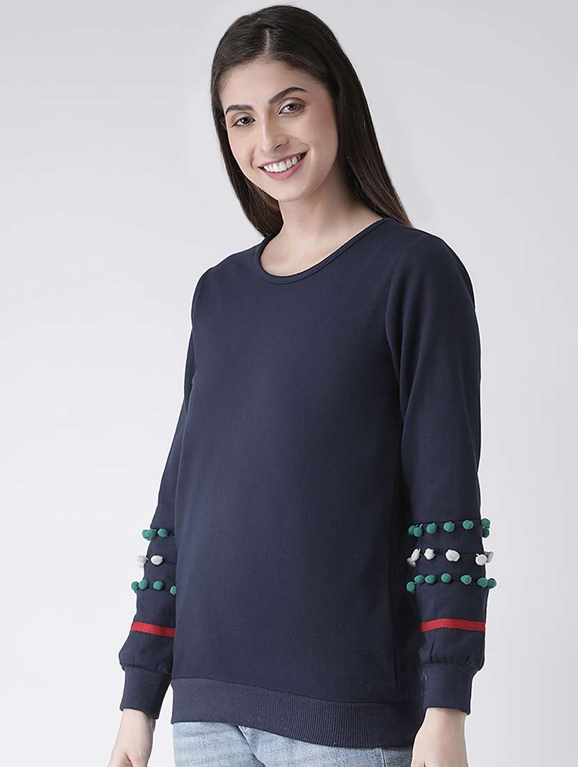 pom pom detail solid sweatshirt - 16645816 - Standard Image - 2