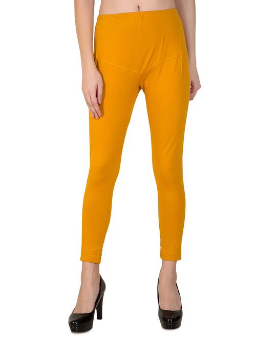 yellow solid ankle length leggings - 16646229 - Standard Image - 0