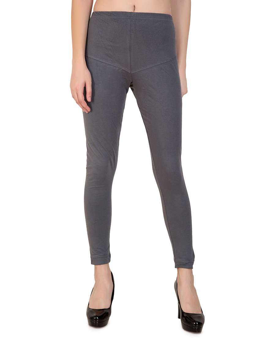 grey solid ankle length leggings - 16646233 - Zoom Image - 0
