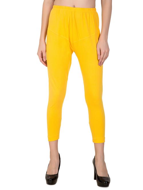 yellow solid solid ankle length leggings - 16646248 - Standard Image - 0