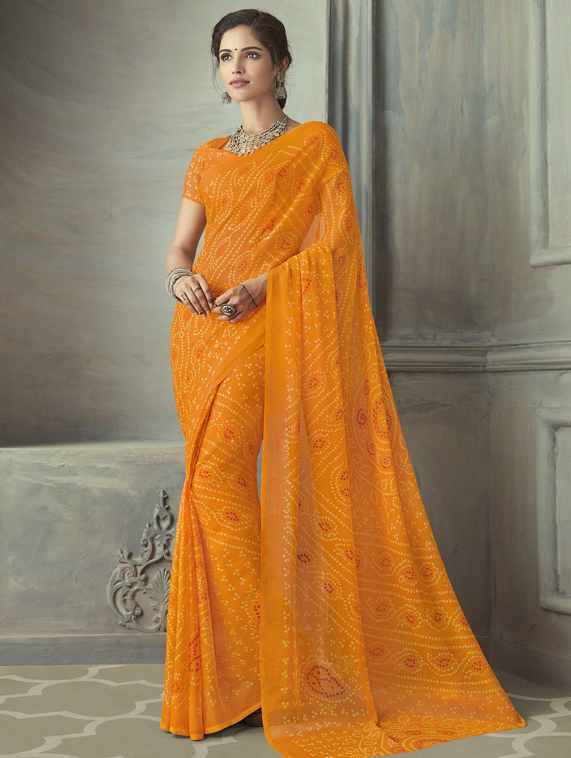 bandhani printed saree with blouse