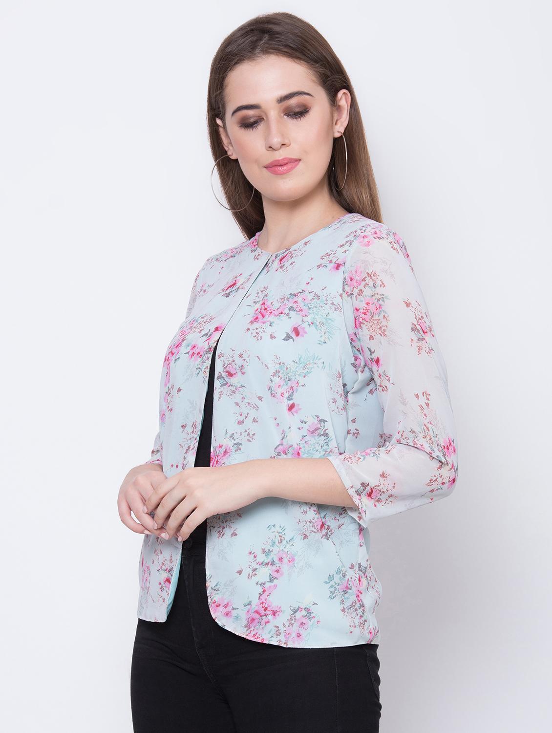 long sleeved floral summer jacket - 16649551 - Standard Image - 2