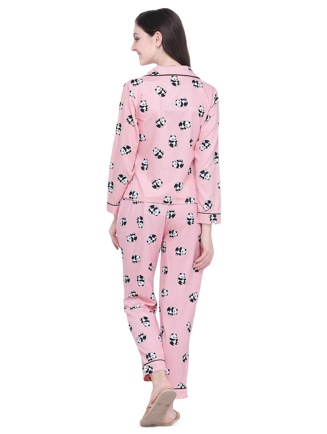 lapel neck quirky print pyjama set - 16649630 - Standard Image - 2