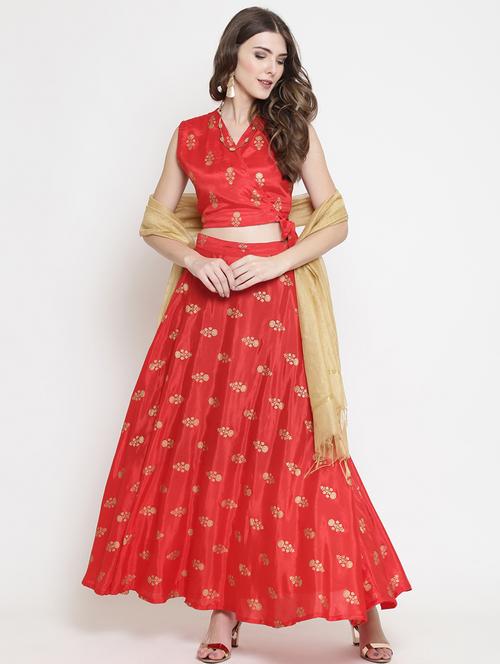 foil print flared skirt top set  - 16658847 -  Standard Image - 0