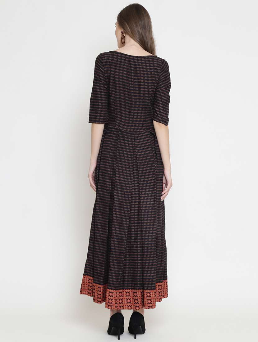 geometric print flared ethnic dress - 16659235 -  Standard Image - 2