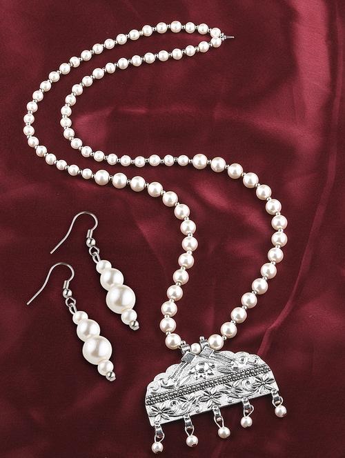 silver plated long necklace - 16659271 - Standard Image - 0
