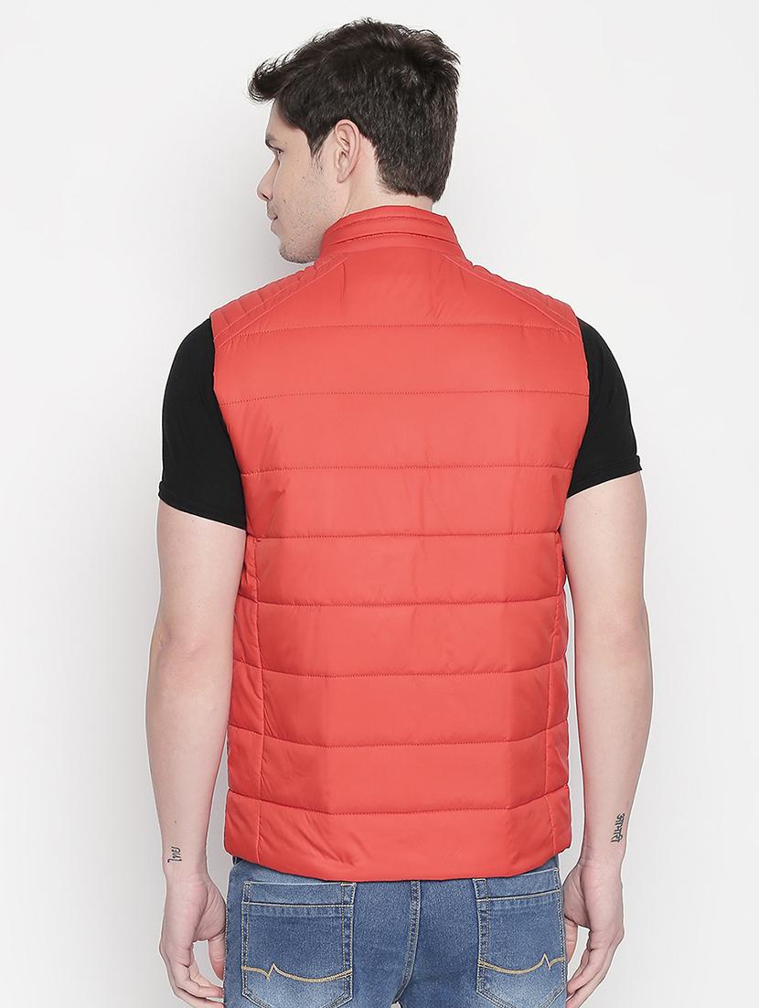 orange solid quilted jacket - 16659386 - Standard Image - 2