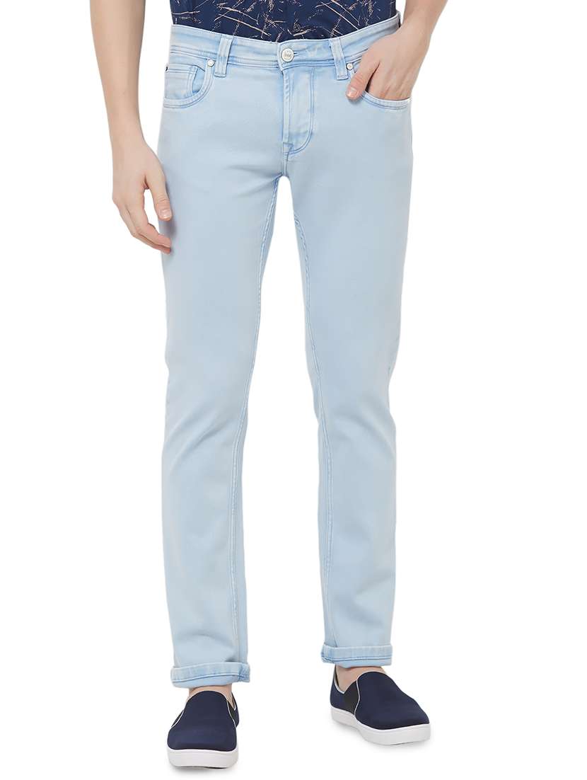 light blue solid plain jeans