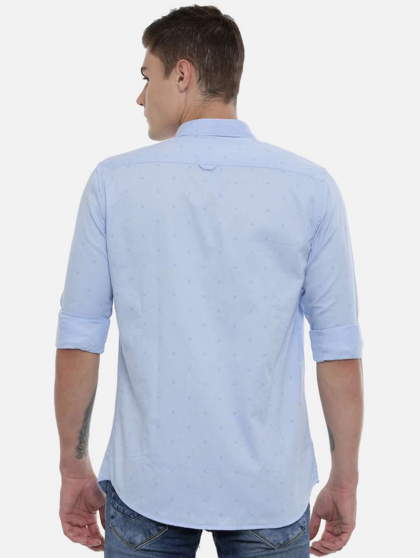 light blue printed casual shirt - 16661482 - Standard Image - 2